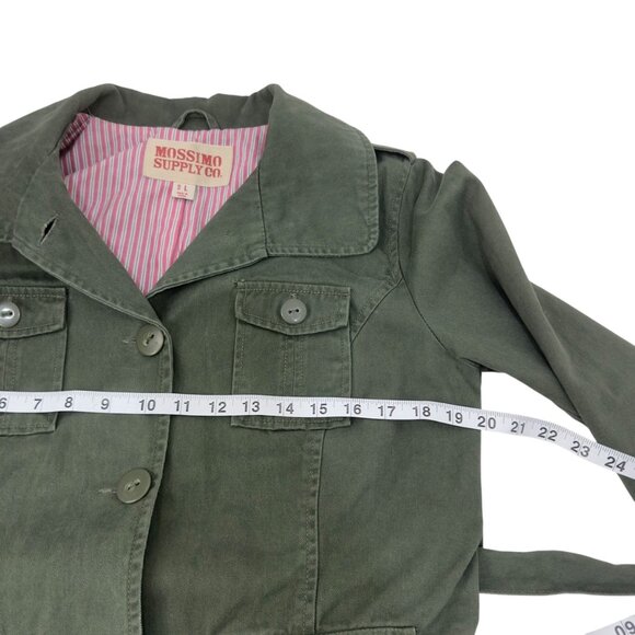 Mossimo Supply Co. Y2k Womens Green Button Up Utility Jacket SZ L Multi Pockets - Picture 4 of 13